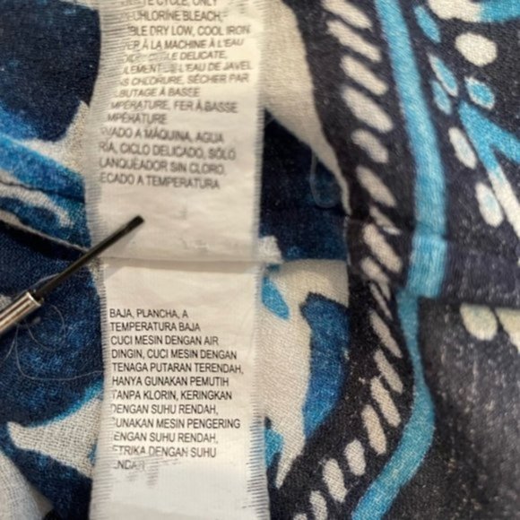 Lucky Brand Flowy Winter Blue & White Peasant-Style Top Size M - Picture 4 of 6